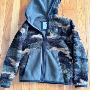 abercrombie kids Blue & Green Camo Sherpa Zip Hoodie